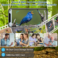 Smart Bird Feeder With Solar Powered Camera 1080P HD AI Identify PIR Motion Auto Capture Video Cloud Card Storage WiFi C