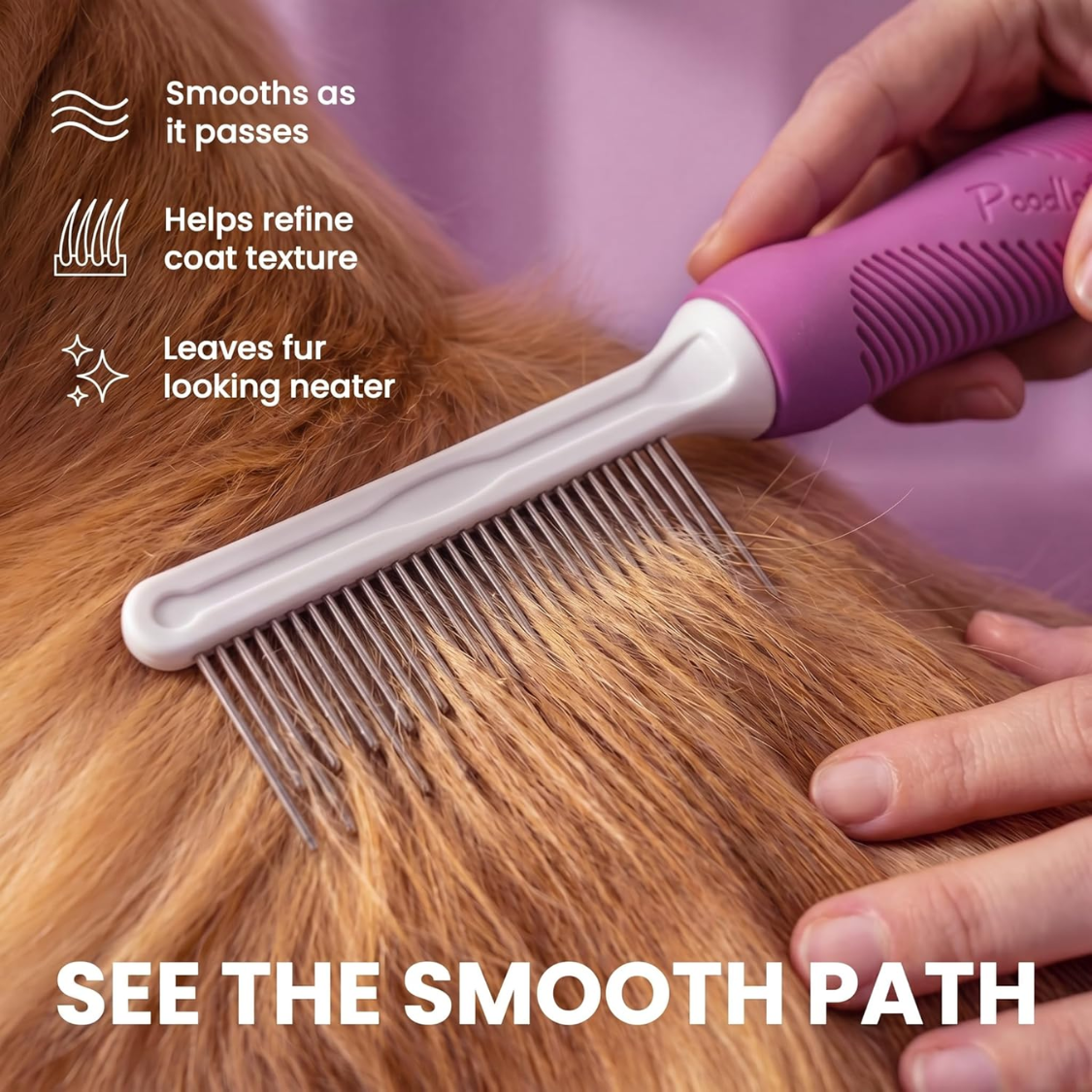 Pet Comb With Long Short Stainless Steel Teeth For Removing Matted Fur, Knots Tangles Detangler Tool Accessories For