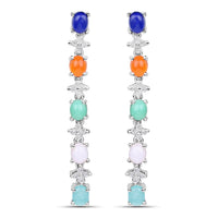 4.40 Carat Genuine Multi Stone .925 Sterling Silver Earrings