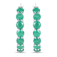 2.38 Carat Genuine Emerald .925 Sterling Silver Earrings
