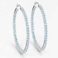 3.60 Carat Genuine Swiss Blue Topaz .925 Sterling Silver Earrings