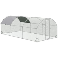 Large Chicken Coop Metal Chicken Run With Waterproof And Anti-UV Cover, Dome Shaped Walk-in Fence Cage Hen House For Out