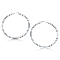14k White Gold Polished Hoop Earrings (40 mm)