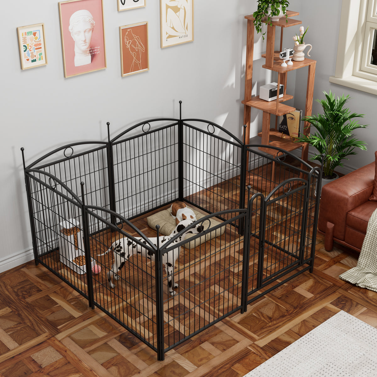 Dog Playpen Indoor 32 inch 8 Panels Metal Dog Pen Pet Dog Fence Outdoor Exercise Pen with Doors, Heavy Duty Dog Fence Pu