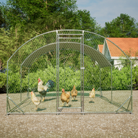 Large Chicken Coop Metal Chicken Run With Waterproof And Anti-UV Cover, Dome Shaped Walk-in Fence Cage Hen House For Out