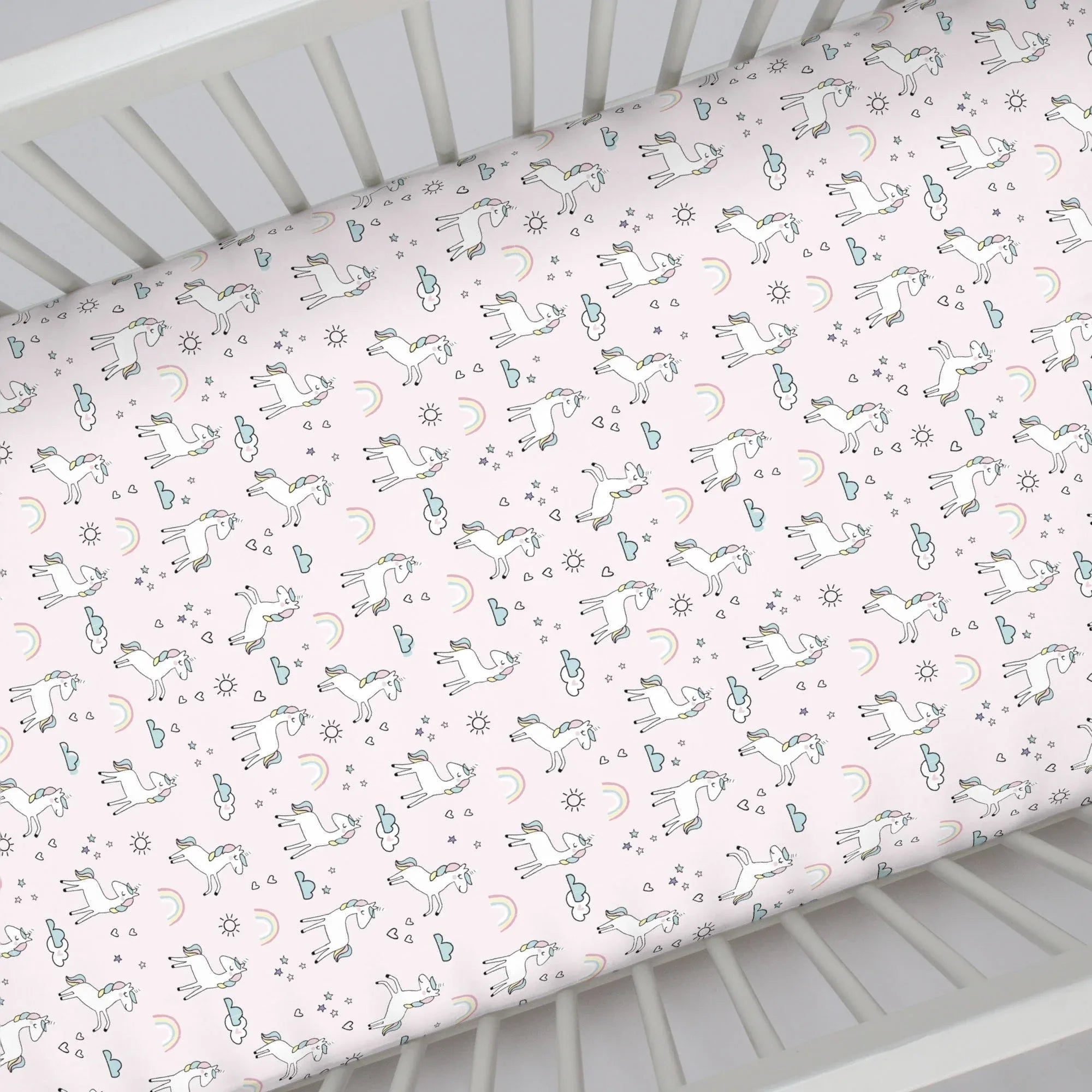NoJo Super Soft Pink Unicorn Nursery Mini Crib Fitted Sheet - BIG FRENCHIES