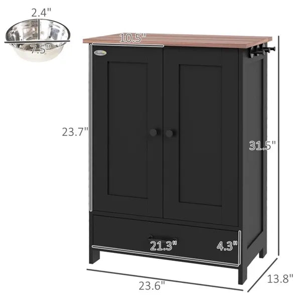 Dog Food Storage Cabinet-Black