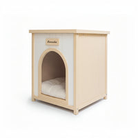 Modern Indoor Wooden Dog House with Removable Cushion – Solid Cedar Pet House for Small Dogs & Cats, Furniture-Grade Sca
