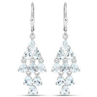 3.96 Carat Genuine Aquamarine .925 Sterling Silver Earrings