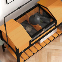 Tortoise Enclosure Tortoise House With Adjustable Lamp Holder Storage Shelf, Dual Main Houses, Openable Lid, Yellow