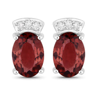 1.35 Carat Genuine Pink Tourmaline and White Diamond 14K White Gold Earrings