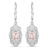 1.04 Carat Genuine Morganite and White Topaz .925 Sterling Silver Earrings