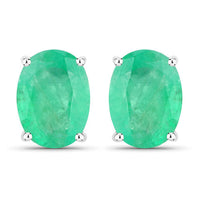 2.40 Carat Genuine Zambian Emerald 10K White Gold Earrings