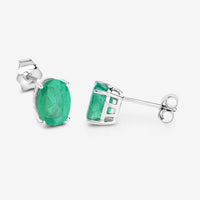 2.40 Carat Genuine Zambian Emerald 10K White Gold Earrings