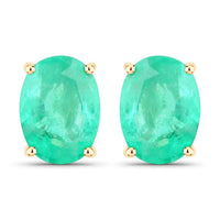 2.40 Carat Genuine Zambian Emerald 10K Yellow Gold Earrings