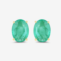 2.40 Carat Genuine Zambian Emerald 10K Yellow Gold Earrings
