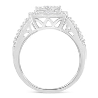 10K White Gold Diamond Cluster Ring (1 Cttw, H-I Color, I1-I2 Clarity) - Size 6-3/4