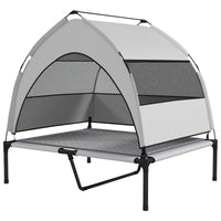 PawHut Elevated Dog Bed With Removable Canopy, Portable Outside Raised Pet Cot With Cooling Pad, Storage Bag