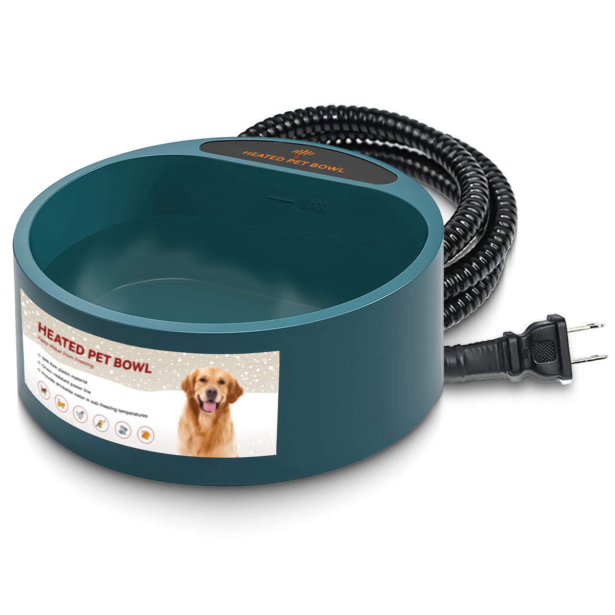 1Pc Heated Water Bowl For Dog Cat 74.4OZ Heating Water Dish IP67 Waterproof Thermal Water Bowl Heated Pet Bowl Dog Cat W