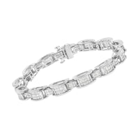 14K White Gold 5.0 Cttw Princess Cut Diamond Invisible Set Alternating Size D Shaped Links Tennis Bracelet (H-I Color, SI2-I1 Clarity) - 7â€