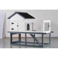 53-inch Double-tier Wooden Outdoor Indoor Waterproof Chicken Coop And Rabbit Hutch Complete With A Roof, Stairs And A Re