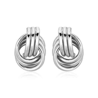 Polished Love Knot Earrings with Interlocking Rings in Sterling Silver