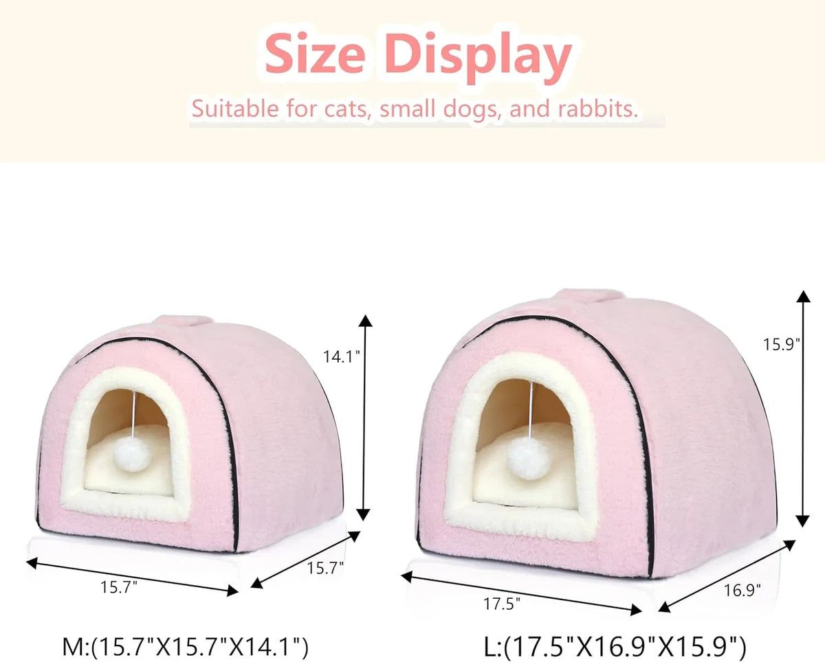 Cat Bed For Indoor Cats Foldable Cat Cave Anti-Slip Water-Resistant Bottom Cat Houses For Indoor Cats Or Small Dogs Kitt