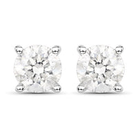0.80 Carat Genuine White Diamond 14K White Gold Earrings