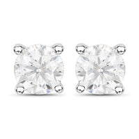 1.02 Carat Genuine White Diamond 14K White Gold Earrings