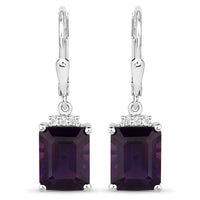 6.63 Carat Genuine Amethyst .925 Sterling Silver Earrings