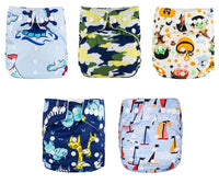 Modern Luxury Printed Baby Nappy 5pcs/Lot Washable Diapers Good Quality Pocket Diaper For Kids - BIG FRENCHIES