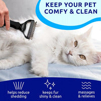 Black pet hair removal dog brush for hair removal - indoor cats use cat brush, long and short haired dogs use double-sid