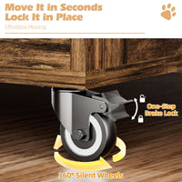 46in Large Dog Crate Furniture, Double Door Wooden Indoor Dog Kennel Furniture, Decorative Pet Cage End Table With Wheel