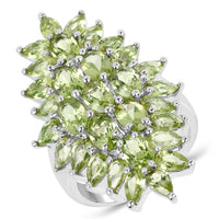 8.89 Carat Genuine Peridot .925 Sterling Silver Ring