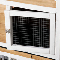 Wooden Rabbit Hutch Bunny Cage Pet Playpen House Enclosure With Double Side Run Boxes, No Leak Tray, Ramp, For Rabbits, 
