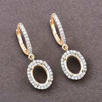 0.32 Carat Genuine White Diamond 14K Yellow Gold Semi Mount Earrings - holds 8x6mm Oval Gemstones