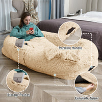Human Dog Bed - 63 In X 31.4 In X 9.5 In Washable Faux Fur Lounger For Adults & Pets, Cushion With Orthopedic Support, I