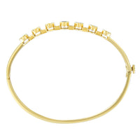 14K Yellow Gold Alternating Bezel Set 5MM Oval Shaped Tanzanite and 1/5 Cttw Diamond Bangle Bracelet (H-I Color, VS2-SI1 Clarity) - Fit's wrists up to 7.25" Inches