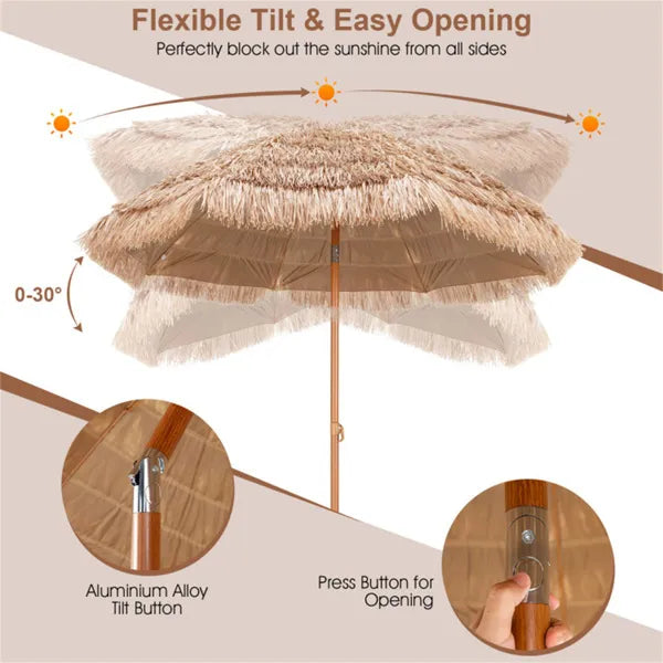 7.2 foot portable beach umbrella with adjustable tilt
