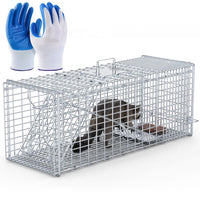 Heavy-Duty Live Animal Trap - 37x14x15 Inch Galvanized Mesh, Sensitive Pedal Trigger & Rear Release Door, Guarded Handle
