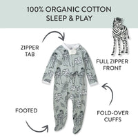HonestBaby Baby Girls' Sleep and Play Footed Pajamas One-Piece Sleeper Jumpsuit Zip-Front Cotton Pjs 1 Baby Zebra Camo 0-3 Months - # BAAA21110027