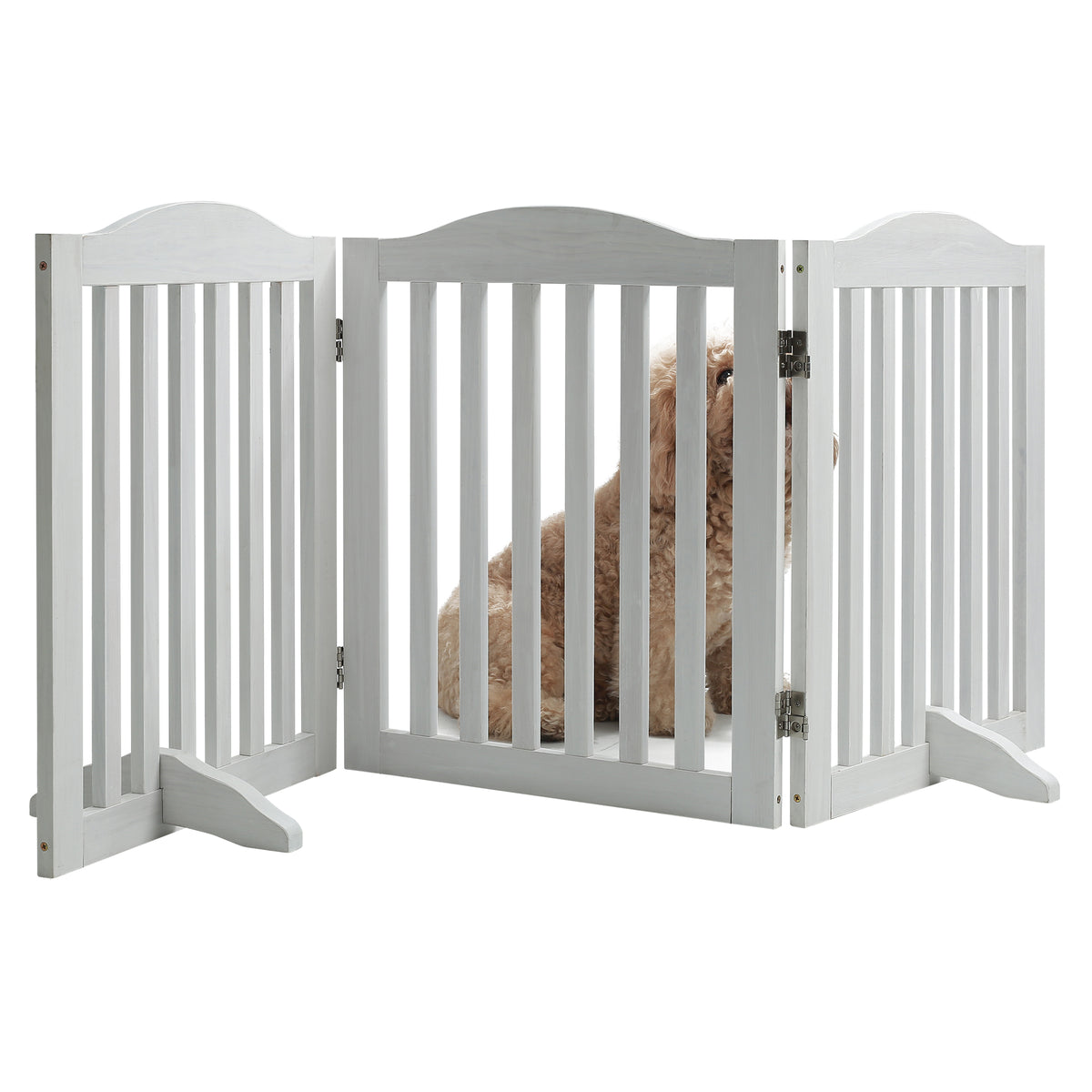 Wooden Freestanding Foldable Pet Gate for Dogs, 24 inch 3 Panels Step Over Fence, Dog Gate for The House, Doorway