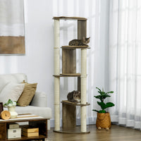 65" Corner Modern Cat Tree Tall for Climbing, Large Multilevel Cat Tower with Scratching Posts, Small-Fit Kitten Tower w