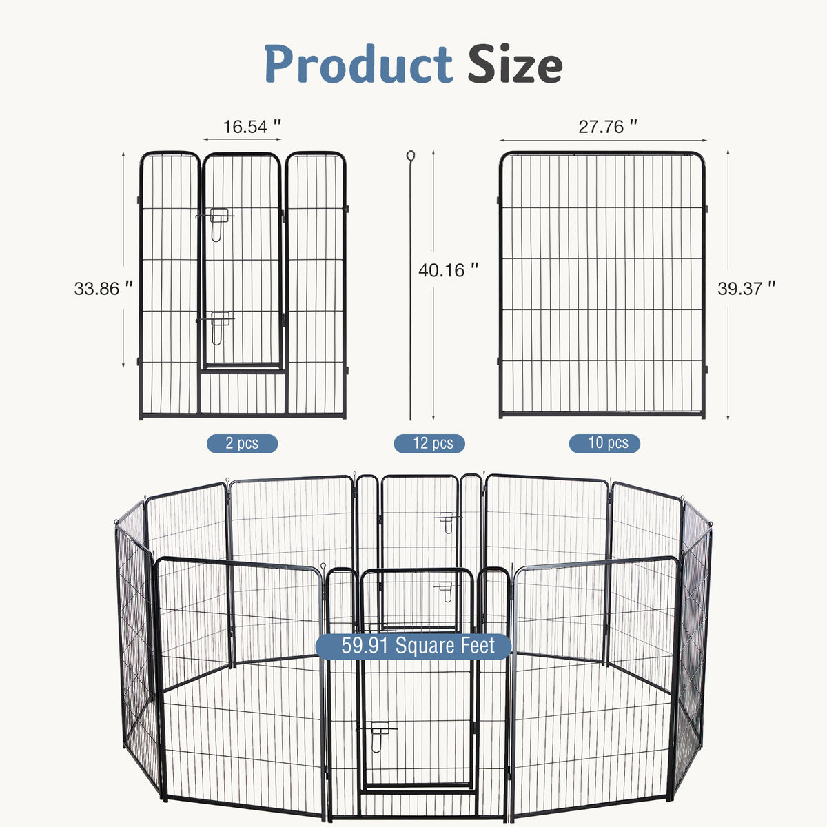 Metal Material, Foldable Pet Fence With A Door, Suitable For Small, Medium And Large-sized Dogs Outdoors