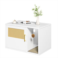 Cat Litter Box Cabinet Multifunctional White Modern Cat House Washroom End Table For Bedroom Living Room