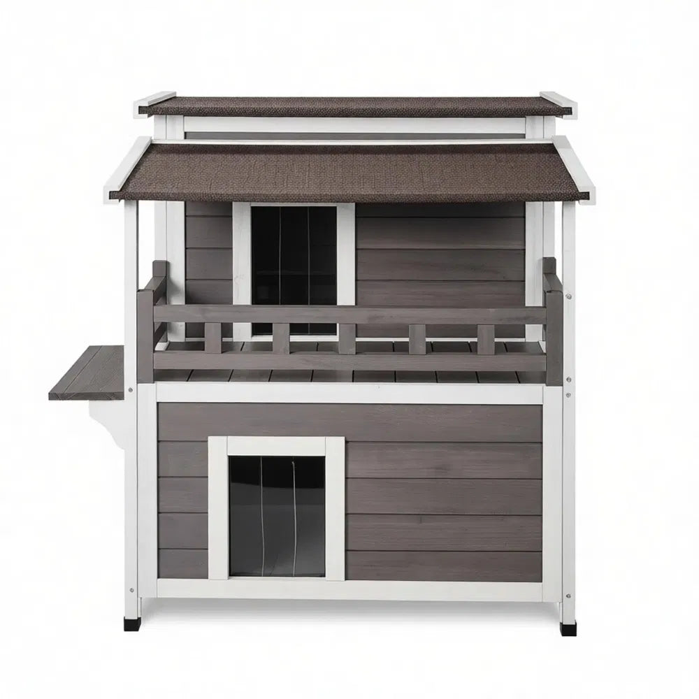 Wooden Cat House with Easy to Clean and Waterproof Protection for Outdoor
