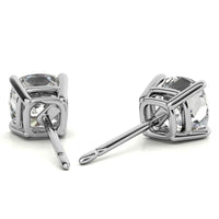 4.00 CTW Lab Created Moissanite Cushion Cut Stud Earrings in Sterling Silver - 8mm Stones