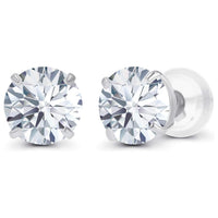 1.00 CTW Round Lab-Grown Diamond Stud Earrings in 14K White or Yellow Gold | G/VS-Clarity
