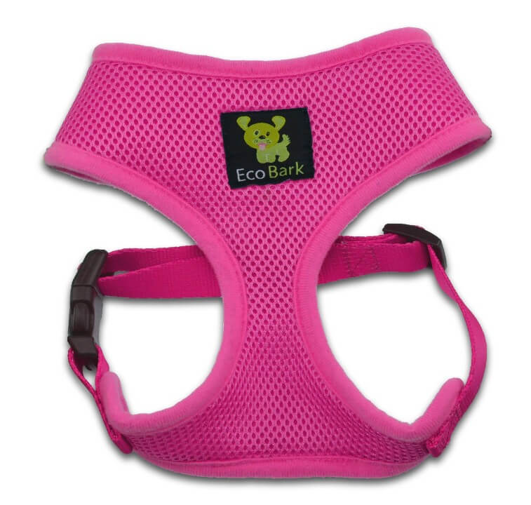 EcoBark Pink Dog Harness - Over-the-Head Soft Mesh Dog Vest Halter for Small to Medium Dogs and Puppies - BIG FRENCHIES