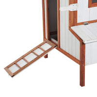 47" Chicken Coop, Wooden Chicken House Raised Rabbit Hutch with Waterproof Roof, Nesting Box and Handles for 3-5 Hens, P